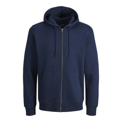 Image of JACK &amp; JONES Men&#039;s Jjebradley Sweat Zip Hood Noos Pls Sweatshirt Jacket, Navy, 5XL Plus