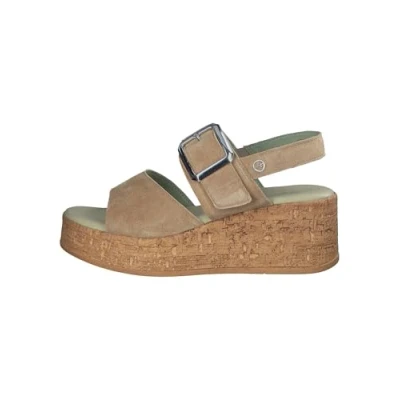 Image of Tamaris Damen Plateau Sandalen Leder Keilabsatz Sommer; BEIGE/beige; 37 EU