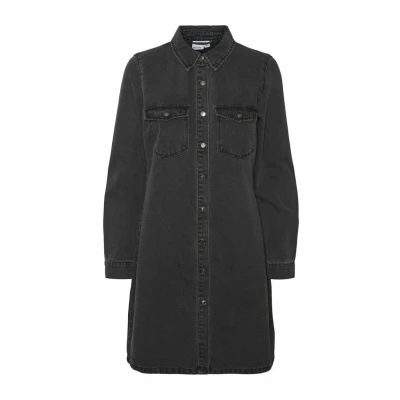 Image of VERO MODA Women&#039;s Vmjennie Ls Short Denim Dress Mix Noos, Black Denim, M