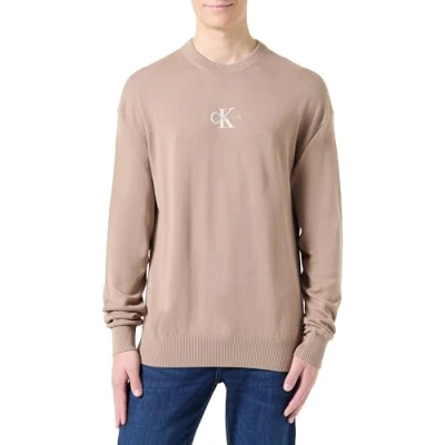 Image of Calvin Klein Jeans LOGO Jumper, Men&#039;s, Size: XL, Taupe gray