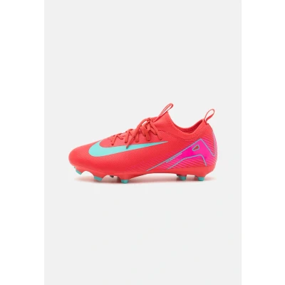 Image of Nike Performance JR ZOOM Vapor 16 Academy FG/MG Unisex Moulded stud football boots for kids, Size: 2.5, Ember glow/aurora green Synthetics/textile