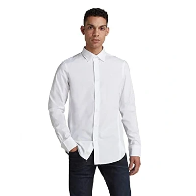 Image of G Star Dressed Super SLIM Shirt, Men&#039;s, Size: Small, White