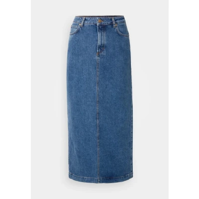 Image of Marc O&#039;Polo Skirt HIGH Waist Regular FIT SLIT AT BACK Denim skirt, Women&#039;s, Size: 27, Deep mid blue wash