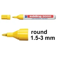 Image of edding 3000 permanent marker yellow box of 10 round tip 1.5 3 mm quick drying markers waterproof, smudge proof for cardboard, plastic, wood, metal, fabric pens