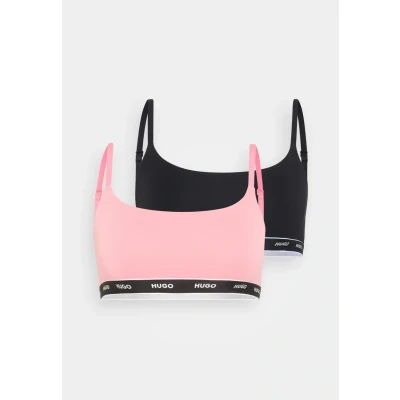 Image of HUGO TWIN Bralette 2 PACK Bustier, Women&#039;s, Size: Small, Open pink/black