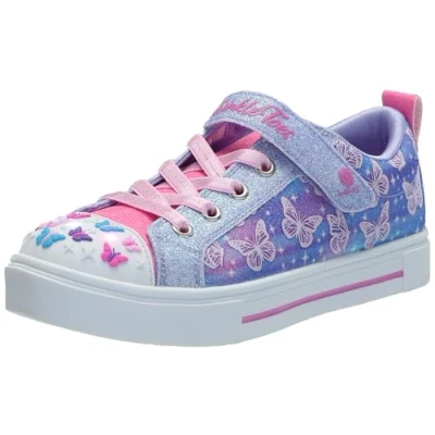 Image of Skechers Light UP Twinkle Sparks Trainers for kids, Size: 9K, Lavender/multi High quality imitation leather
