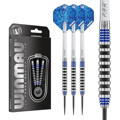 Image of WINMAU Advance 500 Series Tungsten Blue 24 Gram Steeltip Darts Set with Flights and Shafts (Stems)