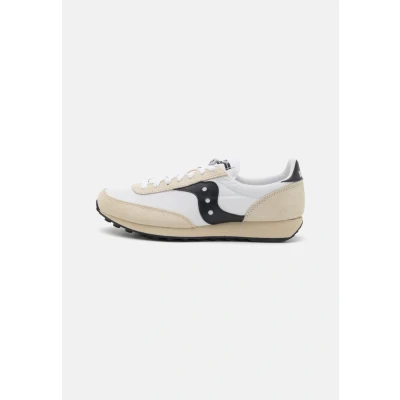 Image of Saucony Trainer 80 Unisex Trainers, Size: 6.5, White/black Leather and textile