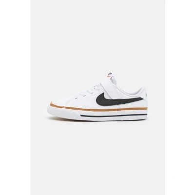Image of Nike Sportswear Court Legacy Unisex Trainers for kids, Size: 13K, White/black/desert ochre/light brown Leather and textile