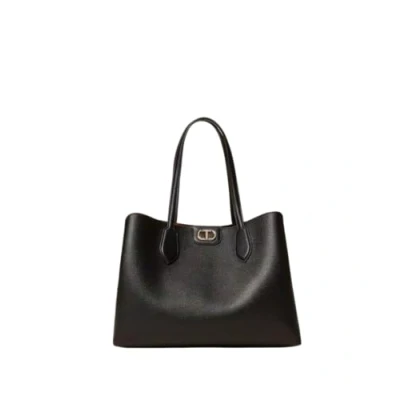 Image of Twinset Milano Two Tone Shopper Bag with Oval T Art. 252TB7150, Black