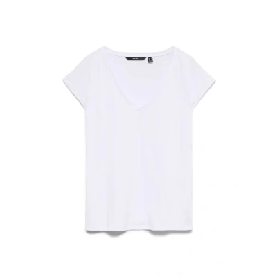 Image of Vero Moda Women&#039;s Vmfilli Ss V Neck Tee Ga Noos T Shirt, Bright White, M