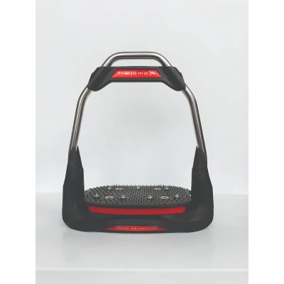 Image of Freejump Air&#039;S Stirrup Red Angled Eye / Incline Grip Tread Horse Stirrups Riding Equestrian