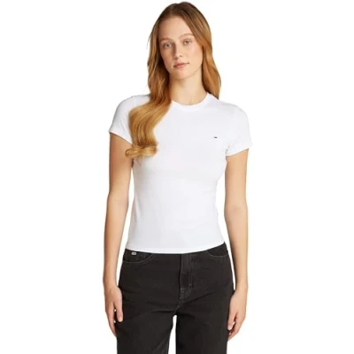 Image of Tommy Jeans SLIM C NECK TEE Basic Tshirt, Women&#039;s, Size: 8, White