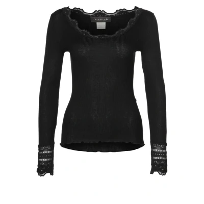 Image of Rosemunde Silkmix Tshirt Regular LS W/WIDE LACE Long sleeved top, Women&#039;s, Size: XS, Schwarz