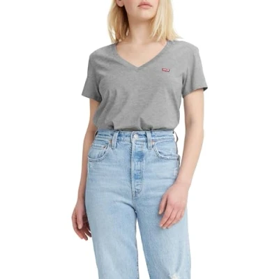 Image of Levi&#039;s Vneck TEE 2 PACK Basic Tshirt, Women&#039;s, Size: Small, White/grey
