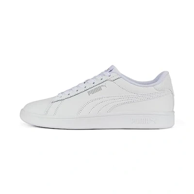 Image of Puma Smash 3 0 L JR Unisex Trainers for kids, Size: 5, White/cool light gray Leather