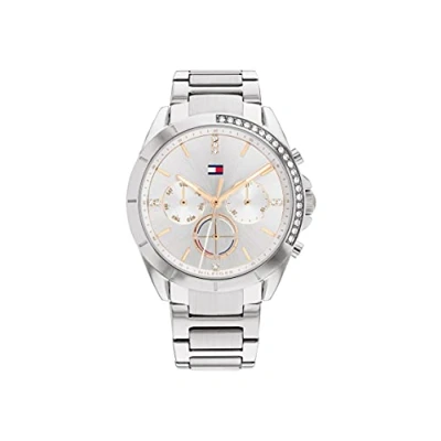 Image of Tommy Hilfiger Kennedy Chronograph watch silvercoloured/white, Women&#039;s, Size: One Size, Silver coloured/white
