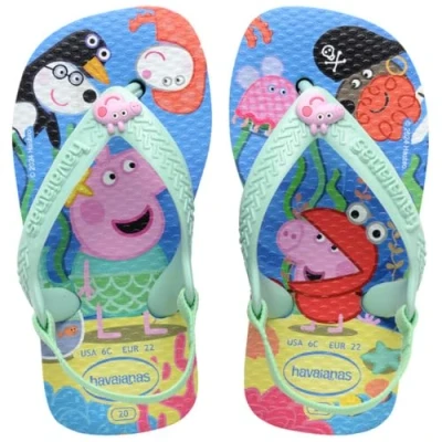 Image of Havaianas Peppa PIG Tbar sandals for kids, Size: 4K, Lavender blue shoes