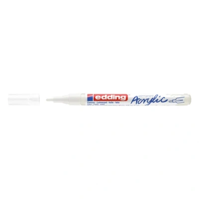 Image of edding 5300 white 1 paint marker pen fine round nib 2mm for drawing on canvas, art paper and wood acrylic markers pebbles, waterproof
