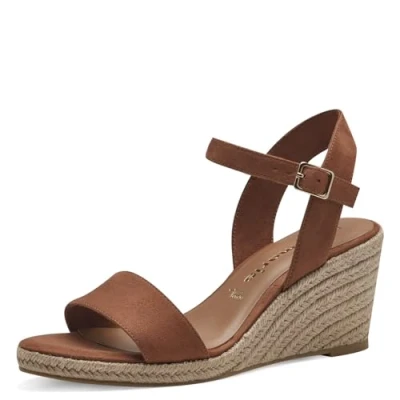 Image of Tamaris Women&#039;s 1 28300 42 Wedge Sandal, Cognac, 7.5 UK