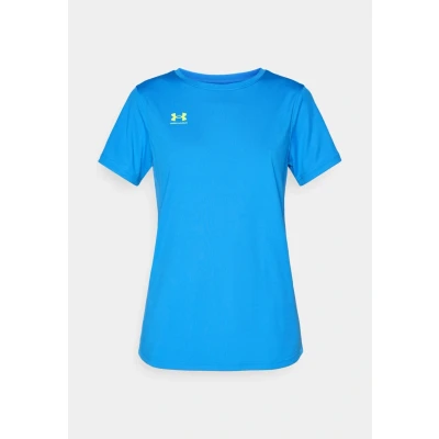 Image of Under Armour Challenger Basic Tshirt, Women&#039;s, Size: Large, Blue atlantis/high visibility yellow
