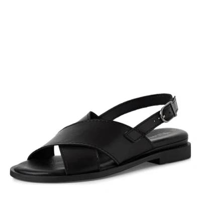 Image of Tamaris Damen Sandalette Leder Blockabsatz TOUCH IT; BLACK LEATHER, EU 39