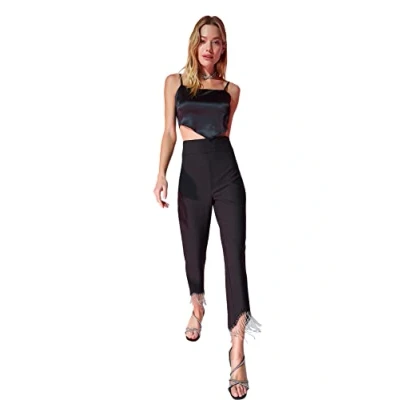 Image of Trendyol Women High Waist Flare Leg Pants, Schwarz, 38
