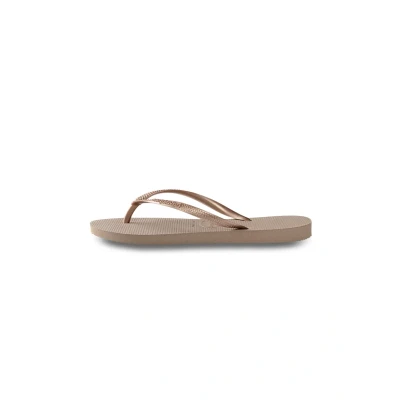 Image of Havaianas SLIM Tbar sandals, Women&#039;s, Size: 7/7.5, Rose gold Rubber/textile