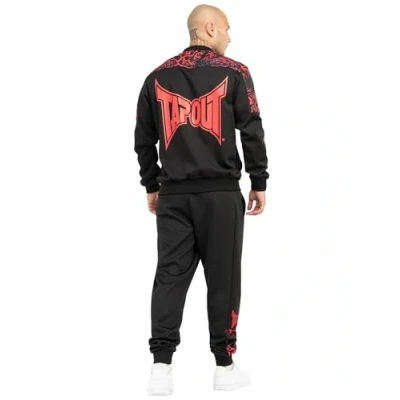 Image of Tapout Men&#039;s Roots Taptrack Tracksuit, Black/Red/Aubergine, XL