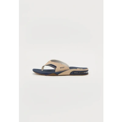 Image of Reef Fanning Tbar sandals, Men&#039;s, Size: 8, Tan/navy/tan shoes