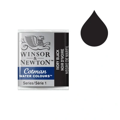 Image of Winsor &amp; Newton Cotman Watercolour Paint Half Pan Ivory Black 331