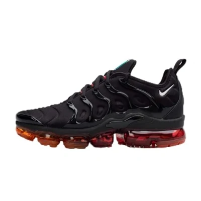 Image of Nike Sportswear AIR Vapormax PLUS Trainers, Men&#039;s, Size: 5.5, Black/light smoke grey/magma orange/university red Synthetics/textile