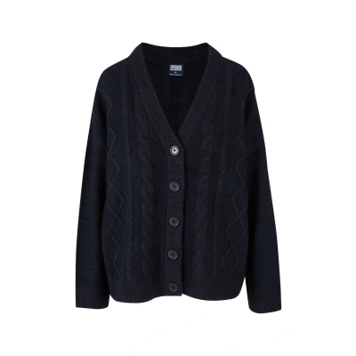 Image of Urban Classics Women&#039;s Ladies Cabel Knit Cardigan Sweater, Black, L