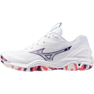 Image of Mizuno WAVE STEALTH 6 Handball Shoes White/VioletIndigo/CamelliaRos Women Size 5