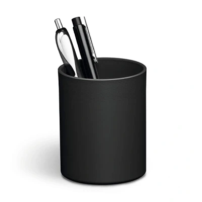 Image of Durable Eco Friendly Pen Pot Recycled Plastic &amp; Blue Angel Certified Office Classroom Organiser Pencil Holders Black Pack of 6