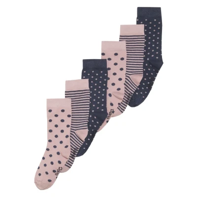 Image of Ewers Punkte Ringel 6 PACK Socks for kids, Size: 8.5, Wildrose/tinte