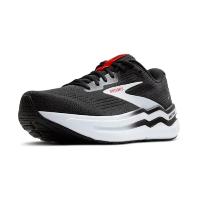 Image of Brooks Ghost MAX 2 Road running shoes, Men&#039;s, Size: 7.5, Black white fiery red Textile