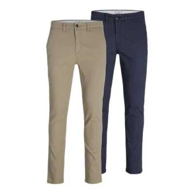 Image of Jack &amp; Jones 2 PACK Chinos, Men&#039;s, Size: 31x32, Beige/navy blazer