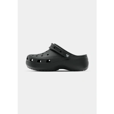 Image of Crocs Classic Platform Mules, Women&#039;s, Size: 4, Black Synthetics