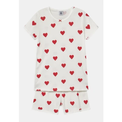 Image of Petit Bateau Heart Print Pyjama set for kids, Size: 10y, Marshmallow/terkuit