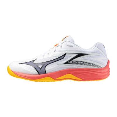 Image of Mizuno LIGHTNING STAR Z7 Jr. Field Hockey Shoes White/Fiery Coral 2/Citrus Junior Size 2,5