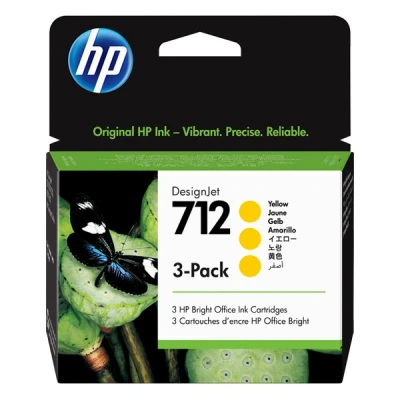 Image of HP 3ED79A/712 Ink cartridge yellow multi pack 29ml Pack=3 for DesignJet T 200
