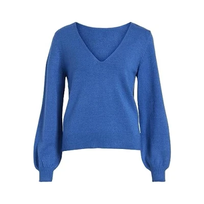 Image of VILA Viril Oneck LS NOOS Jumper, Women&#039;s, Size: XS, Lapis blue