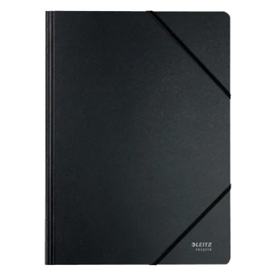 Image of Leitz A4 Card Folder with Elastic Band Closure, 250 Sheet Capacity, 100% Recyclable, Eco Friendly, Recycle Range, 39080095, Black