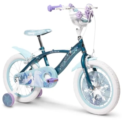 Image of Huffy Disney Frozen 16&quot; Girls Bike Sea Crystal Blue + Front Doll Carrier Age 5 7