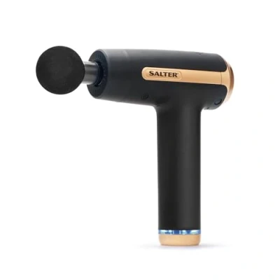Image of Salter EE6817BLKSTKEU7 Cordless Massage Gun Percussion Handheld Muscle Massager, Electric Deep Tissue Gun, Pain Relief, Fitness Recovery, Rechargeable, 6 Heads, 30 Adjustable Speeds