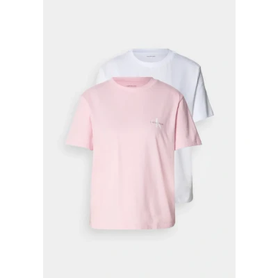 Image of Calvin Klein Jeans LOGO TEE 2 PACK Basic Tshirt, Women&#039;s, Size: 3XS, Pink / white