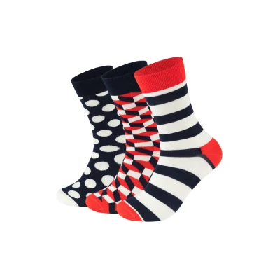 Image of Happy Socks Classic Filled Optic Unisex 3 PACK Socks, Size: 4 7, Navy
