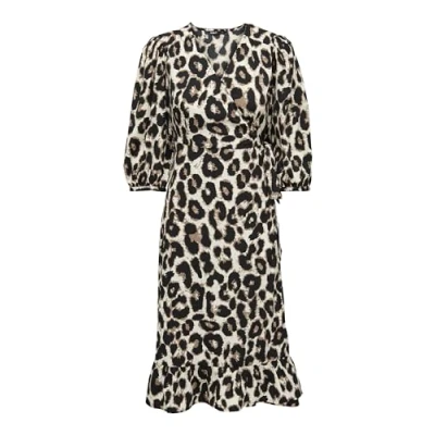 Image of ONLY Women&#039;s midi Dress, Cloud Dancer: Hula Leo, L