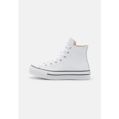 Image of Converse Chuck Taylor ALL STAR LIFT Platform Hightop trainers for kids, Size: 5.5, White/natural ivory/black Leather